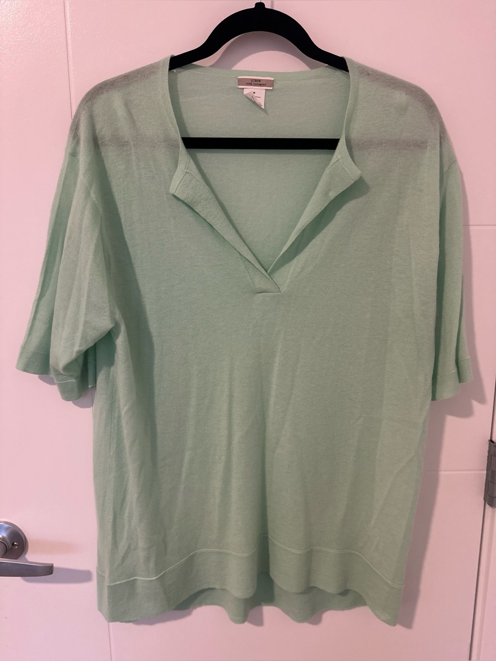 J.Crew 100% Cashmere Short-Sleeve Sweater – Classic Split Neck Pullover